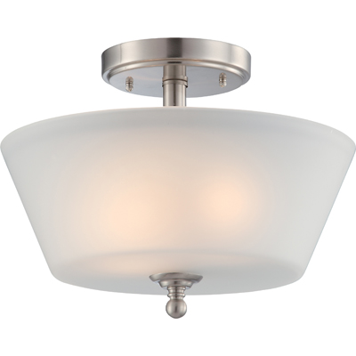 Nuvo Lighting 60/4151  Surrey - 2 Light Semi Flush Fixture with Frosted Glass in Brushed Nickel Finish